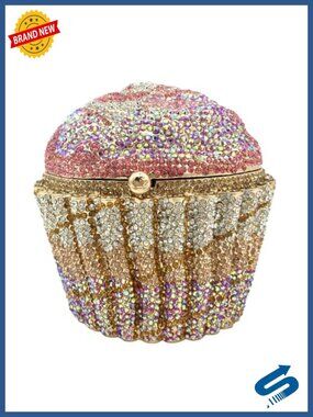Crystal Cupcake Evening Handbag Crystal Clutch Purse Women's Formal Party Bag